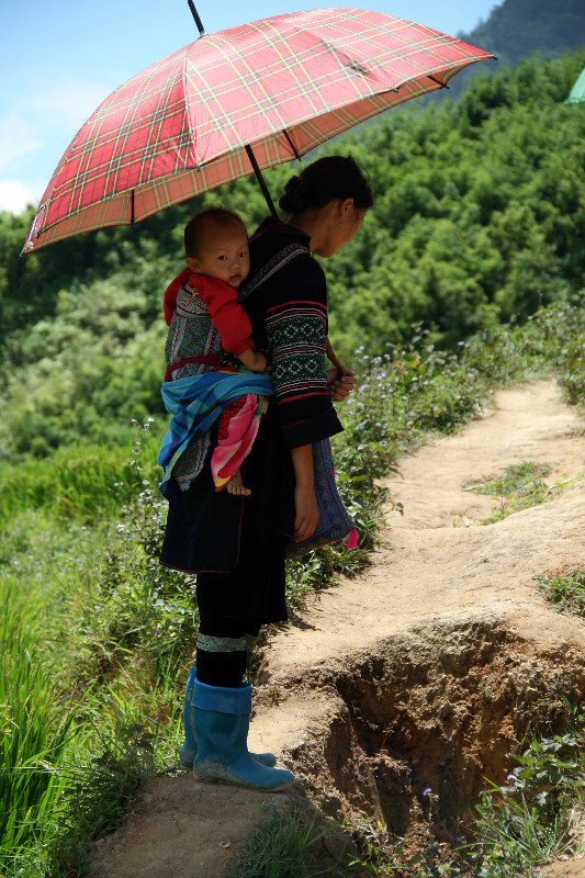 one of many Hmong girls walking with us from Ta Van