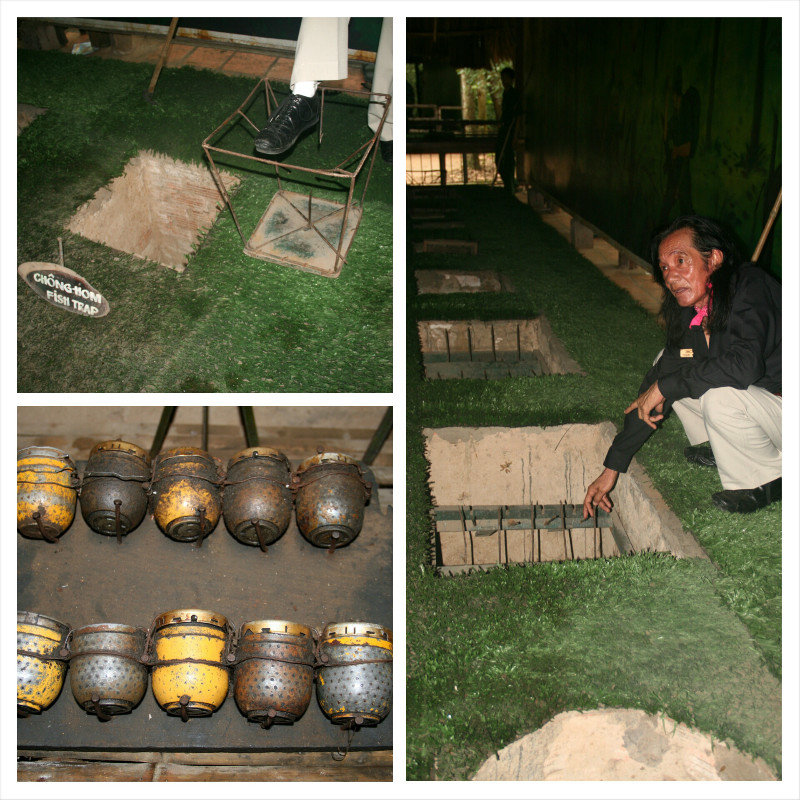 all sorts of booby traps and bombs on display at Cu Chi tunnels
