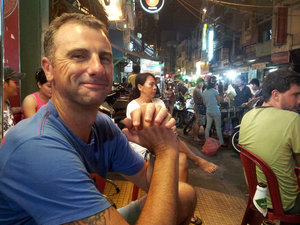 enjoying an evening out on the streets of Saigon...