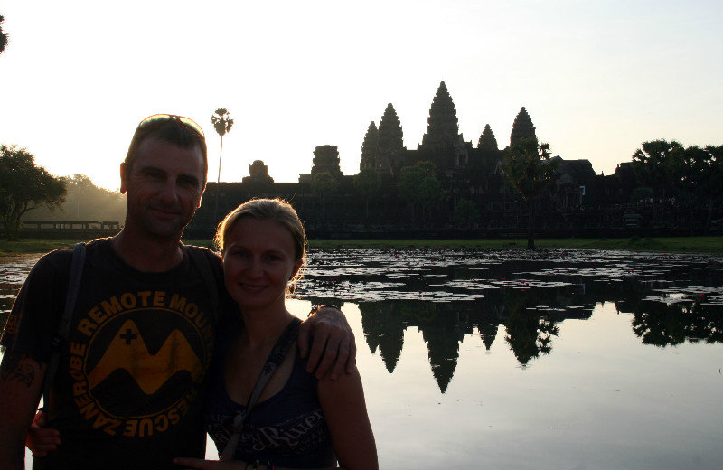enjoying sunrise at Angkor :)