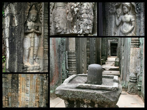 beautiful statues, doors and corridors of Preah Khan