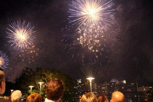 Sky over Brisbane enlightened by the fireworks