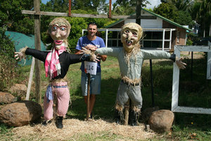 Grant chillin' with scarecrows at Mt Tamborine