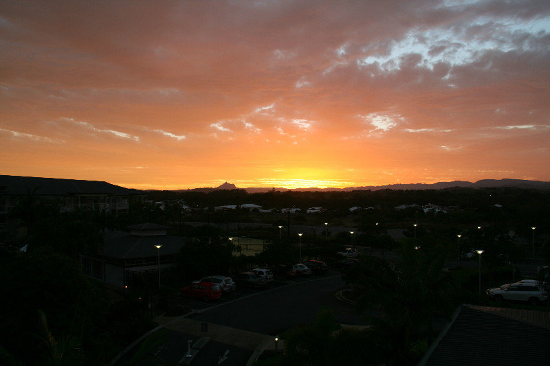 lovely sunset... with Mount Warning visible from our resort...