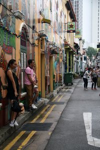 Posing for pictures at Kampong Glam