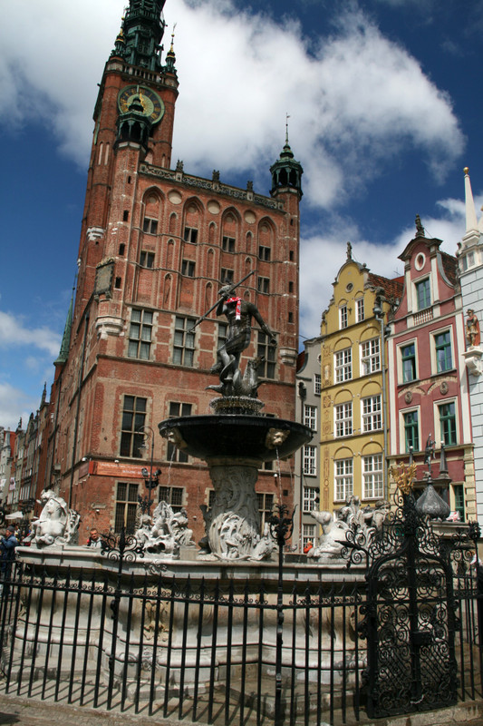 Neptune's statue and the Town Hall, in Gdansk