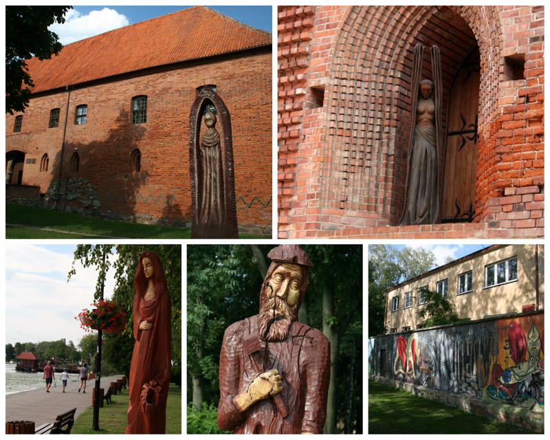 In Ostroda - Teutonic Castle, lots of wooden figures and graffiti 