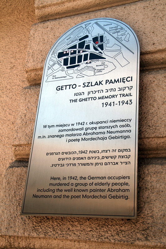 A memorial board in Kazimierz