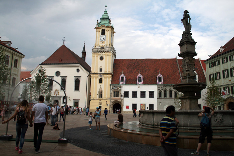 One of the main squares in the Old Town of Bratislava