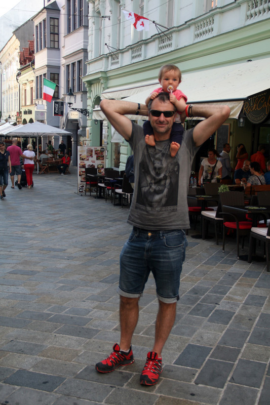 Having fun walking through the streets of Bratislava