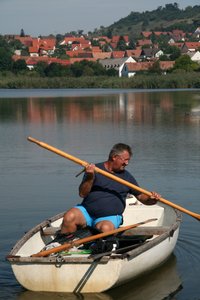 A fisherman on the inner lake in Tihany