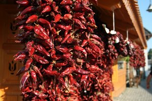 Dried peppers in Tihany