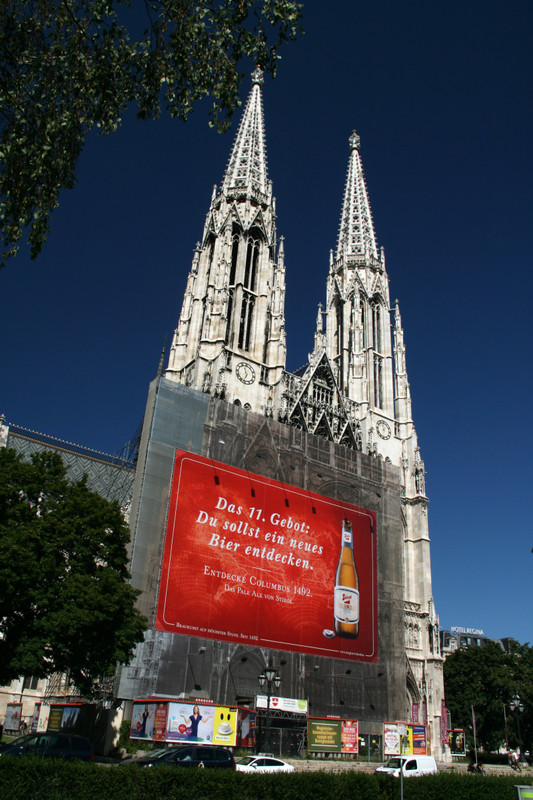 Beer ad on a cathedral? Only in Vienna...