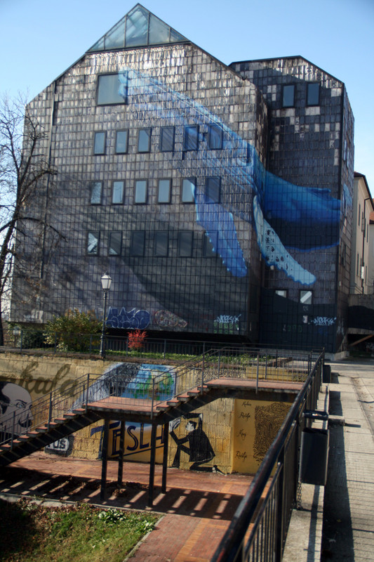 Some funky buildings and graffiti in Zagreb