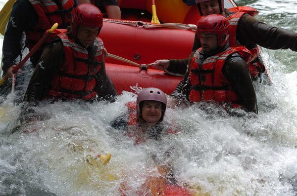 Rafting the Kaituna river - that's Kez getting a good dunking in front