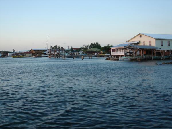 Sunset viewing piers of Utila