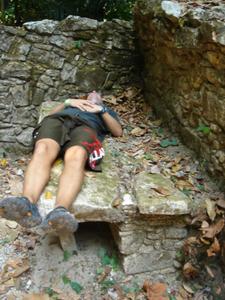 Nick relaxing on a mayan bed