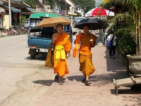 Monks on the streets of Luang Phrabang