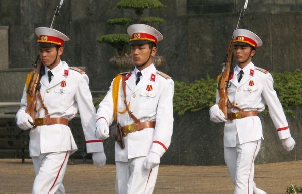 Guards outside Ho Chi Minh's mausoleum