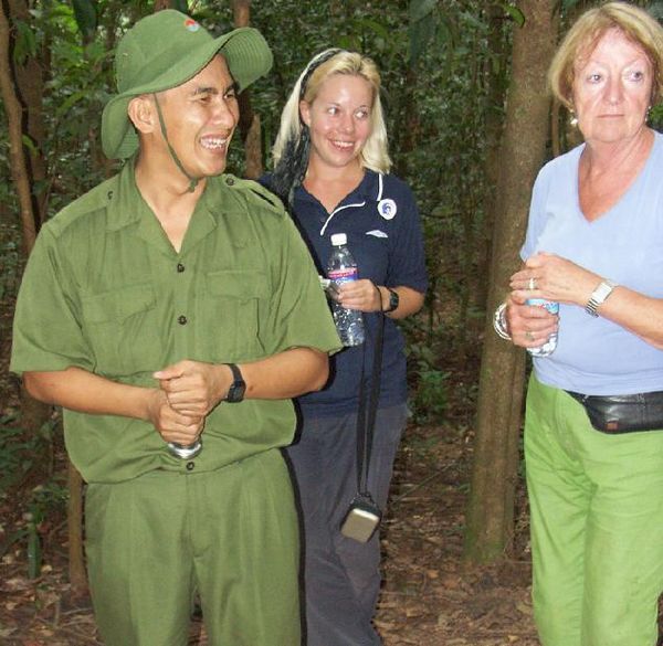 Our guide making us laugh; Cu Chi Tunnels, Vietnam
