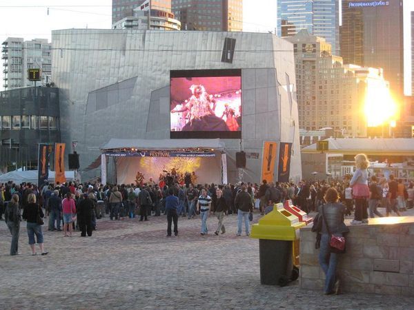 Band playing on Fed Sq