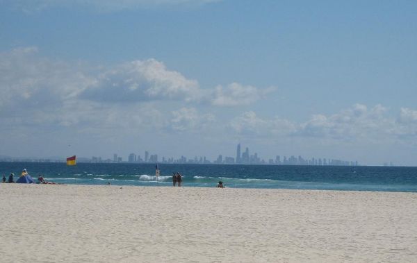 view of Surfers Paradise from Coolangatta beach 