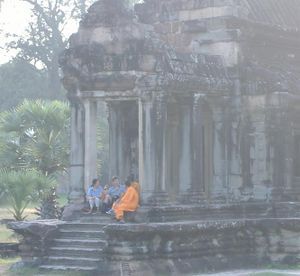 Monks talking with the tourists: Angkor Wat