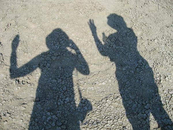 Sarah and me on the salt plains, Etosha 