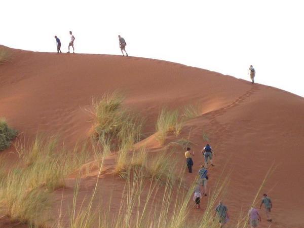 Climbing my first sand dune in Sossusvlei