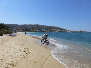 biking on beach