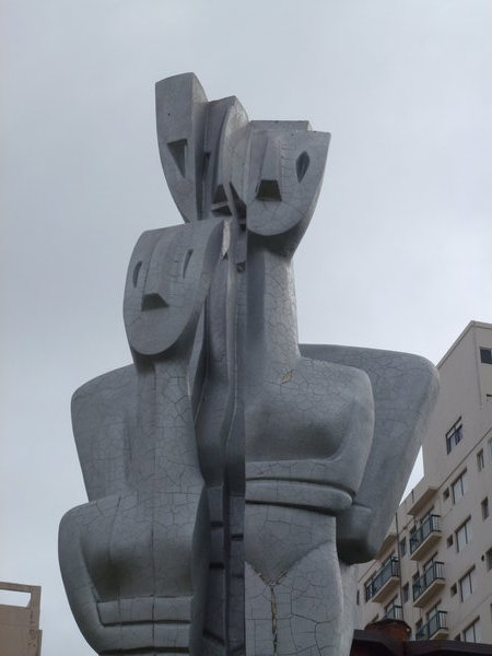 Close up of waterfront street sculpture
