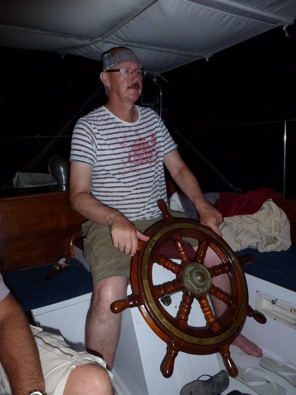 Leigh at the helm during the first night