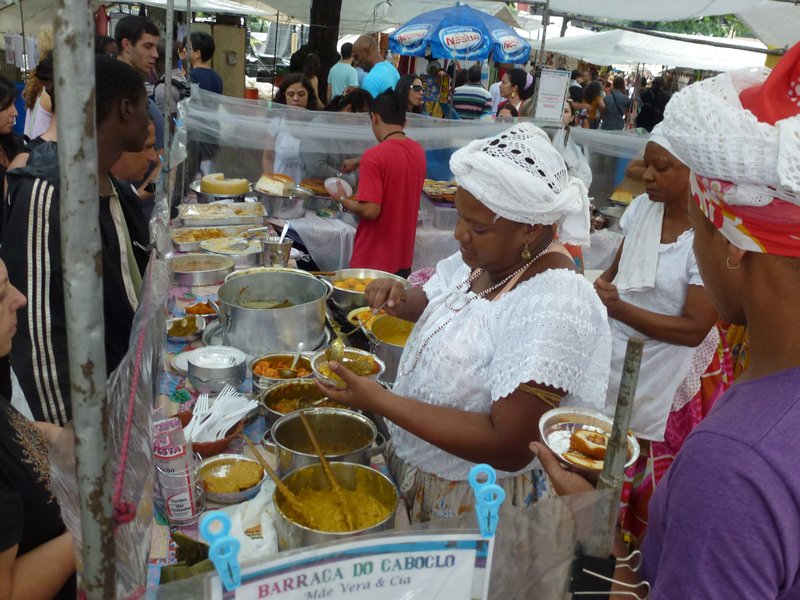 Serving traditional fare at the market