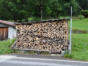 Typical covered wood stack