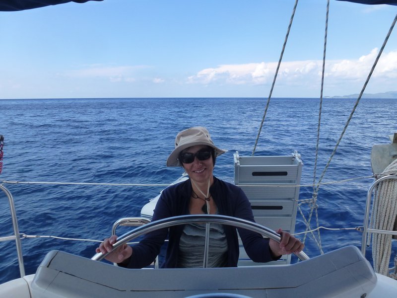 Eileen at the helm