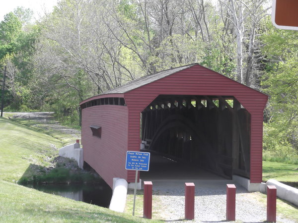 Old wooden covered bridge