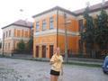 Jelena in front of her old high school