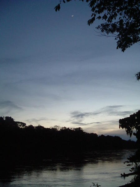 after sunset on Manu River