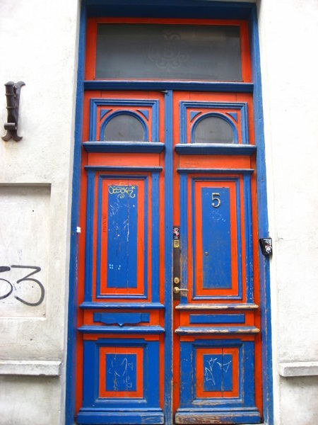 red and blue door