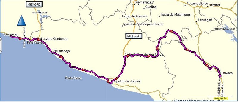 Our route through SW Mexico for this blog