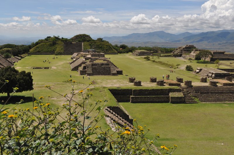 Looking over the Monte Alban plaza