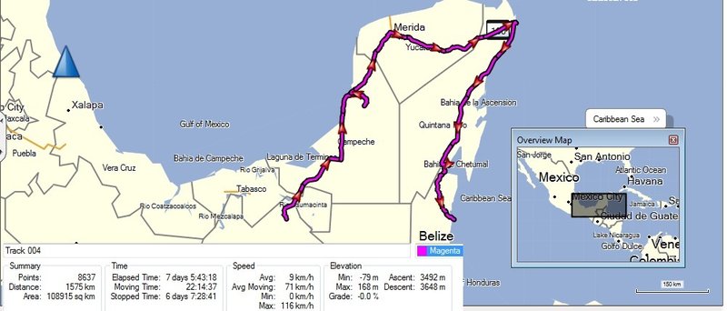 Palenque to Belize map