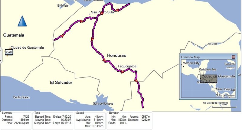 Route through Honduras