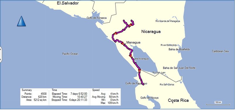 Route through Nicaragua