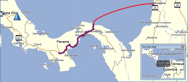 Route through Panama
