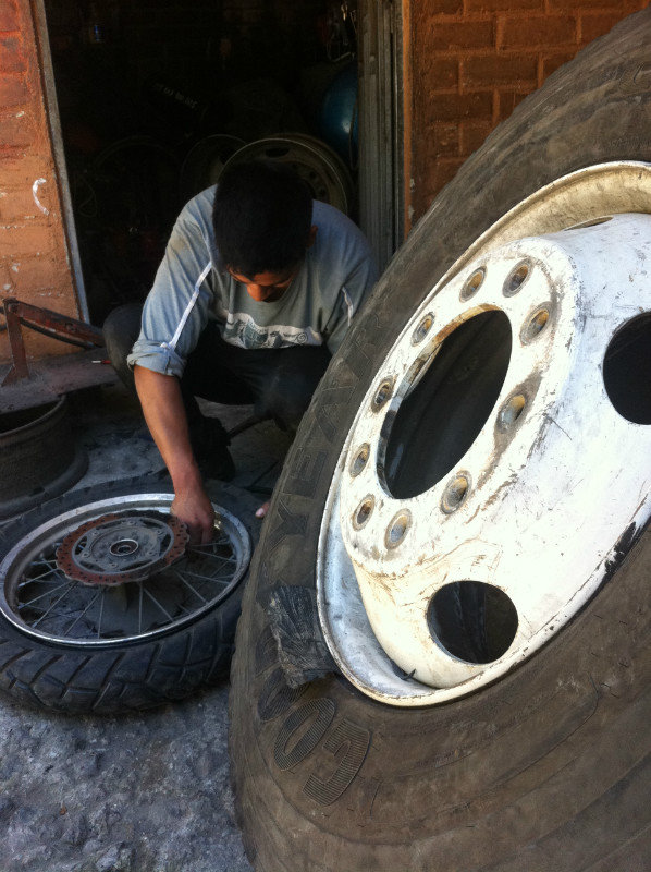 Making light work of a puncture at the local mechanics