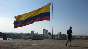 Colombian flag over Cartagena