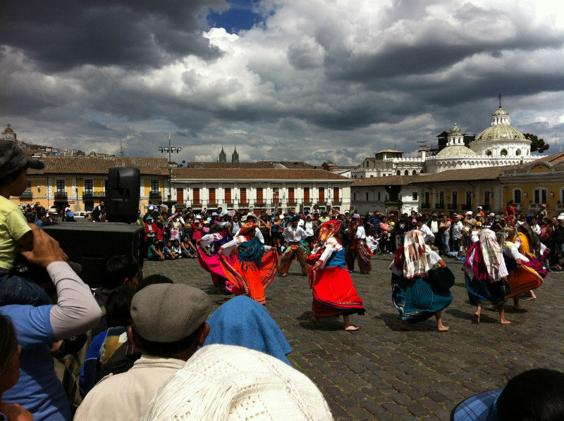 Dancing in the square in Quito´s old town