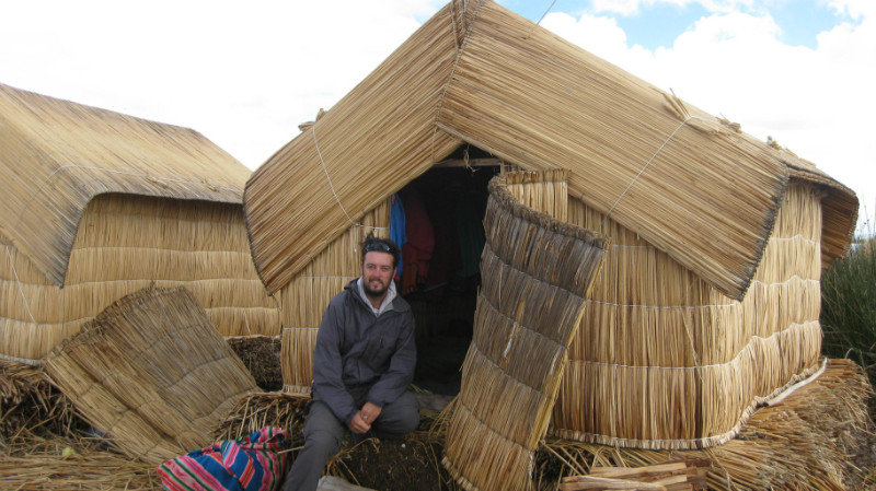 Huts on Uros Island on Lake Titicaca