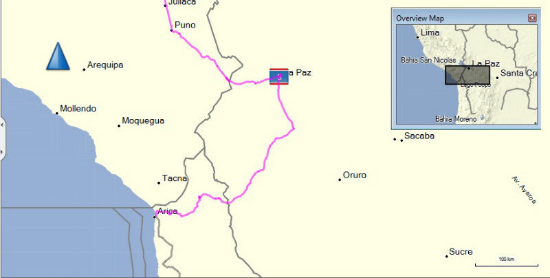 Route through Bolivia